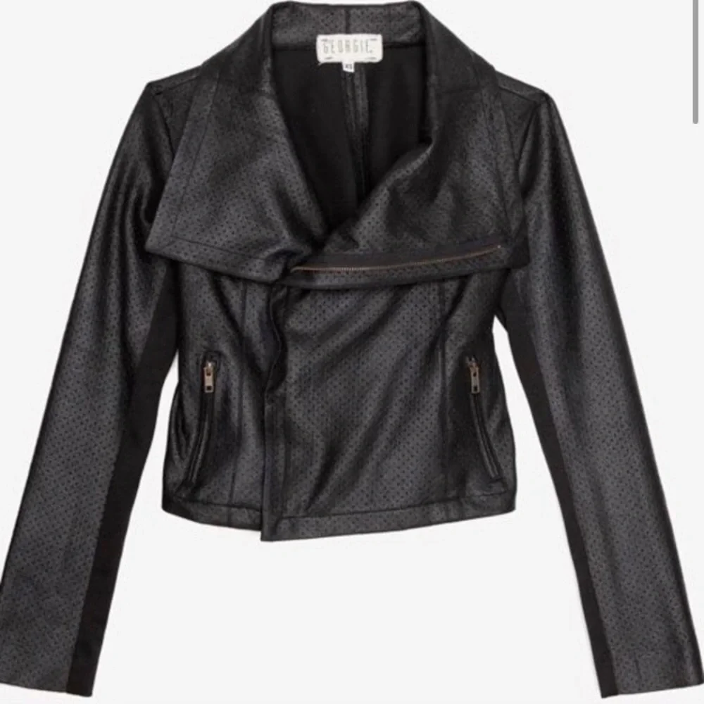 Georgie X Intermix Perforated Vegan Leather Moto Jacket - SMALL - Picture 1 of 6